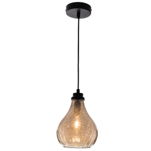 Bright Star Lighting - Single Metal Pendant with Crackle Glass - Amber