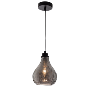 Bright Star Lighting - Single Metal Pendant with Crackle Glass - Chrome