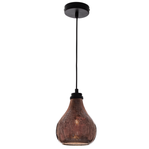 Bright Star Lighting - Single Metal Pendant with Crackle Glass - Rose