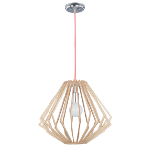 Bright Star Lighting - Polished Chrome and Wood Pendant in Diamond Shape