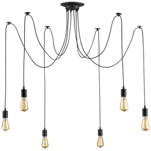 Bright Star Lighting - 6 Arm Black Spider Cord Pendant