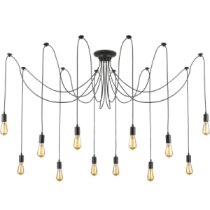 Bright Star Lighting - 12 Arm Black Cord Spider Pendant