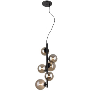 Bright Star Lighting - 6 Light Vertical Molecular Glass Ball Pendant Light Fitting in Matt Black