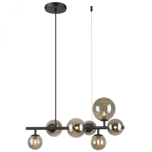 Bright Star Lighting - 7 Light Horizontal Molecular Glass Ball Pendant Light Fitting in Matt Black