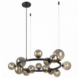 Bright Star Lighting - 14 Light Round Molecular Glass Ball Pendant Light Fitting in Matt Black