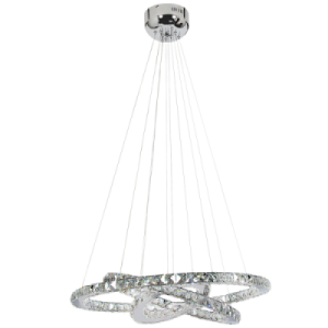 Bright Star Lighting - 3 Ring LED Circular Pendant with Crystals