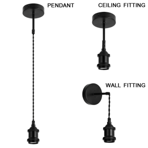 Bright Star Lighting - 3-in-1 DIY Kit - Ceiling Fitting- Pendant or Wall Fitting - Matt Black