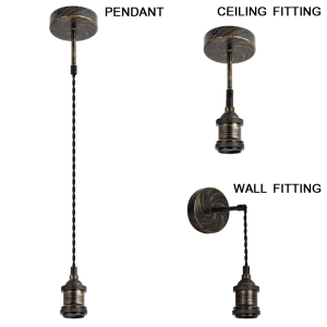 Bright Star Lighting - 3-in-1 DIY Kit - Ceiling Fitting- Pendant or Wall Fitting - Antique Brass