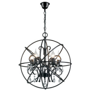 Bright Star Lighting - Spherical Shaped Metal Pendant with Crystals