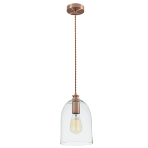 Bright Star Lighting - Red Bronze Cord Pendant with Clear Glass