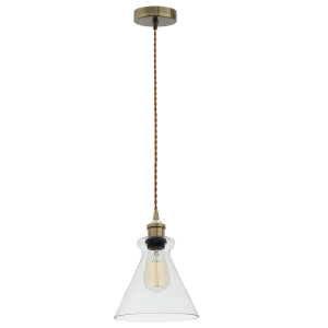 Bright Star Lighting - Antique Bronze Cord Pendant with Clear Glass