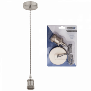 Bright Star Lighting - Single Cord Metal Pendant in Blister Pack - nickel mat