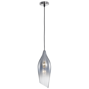 Bright Star Lighting - Large Satin Nickel Pendant with Smoke Colour Glass