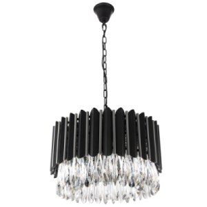 Bright Star Lighting - 8 Light Round Chrome Pendant With Crystals