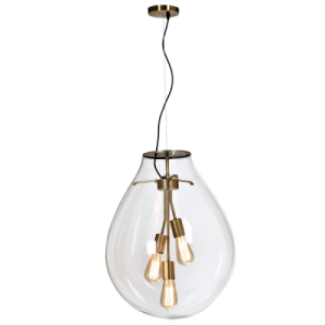 Bright Star Lighting - Matt Brass Pendant with Clear Glass