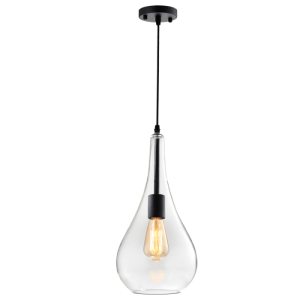Bright Star Lighting - Black Metal Pendant with Clear Glass