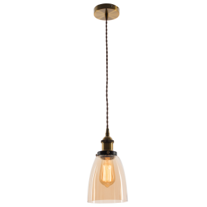 Bright Star Lighting - Antique Brass Pendant with Amber Glass