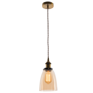 Bright Star Lighting - Antique Brass Pendant with Amber Glass