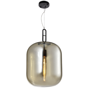 Bright Star Lighting - Metal Pendant with Cognac Colour Glass