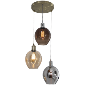 Bright Star Lighting - Antique Brass Base Pendant with Coloured Glass