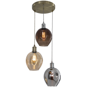 Bright Star Lighting - Antique Brass Base Pendant with Coloured Glass