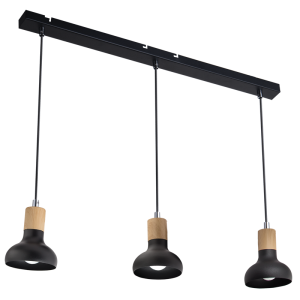 Bright Star Lighting - Black Metal with Wood Finish- Adjustable Cords