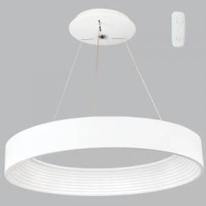 Bright Star Lighting - Metal &amp; Perspex Round LED Pendant Remote Control - White