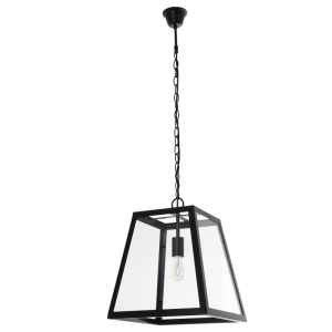 Bright Star Lighting - 1 Light Tapered Metal Pendant with Glass Sides