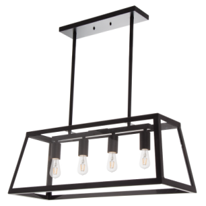 Bright Star Lighting - Rectangle Metal Pendant with Glass Sides