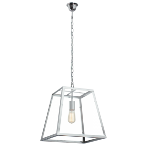 Bright Star Lighting - Square Design Polished Chrome Pendant with Clear Glass