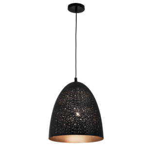Bright Star Lighting - Tall Meshed Matt Black - Domed Metal Cord Pendant