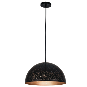 Bright Star Lighting - Rounded Meshed Matt Black Domed Metal Cord Pendant