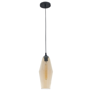 Bright Star Lighting - Amber Glass Pendant on a Black Cord