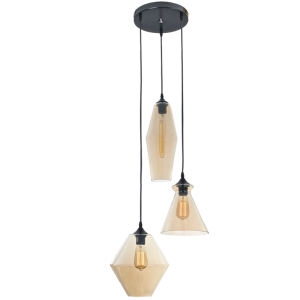 Bright Star Lighting - Cluster of Amber Glass Pendant on a Black Disk