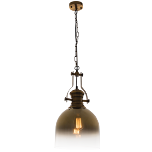 Bright Star Lighting - Satin Brass Pendant with Faded Gold Colour Glass