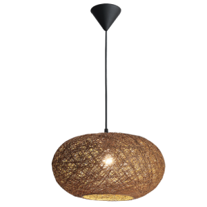 Bright Star Lighting - 400mm Oval Twine Pendant - Brown
