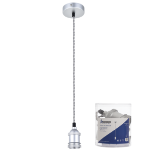 Bright Star Lighting - Single Light Plastic Pendant With Twist Cord - Aluminium