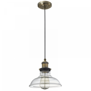 Bright Star Lighting - Antique Brass Cord Pendant with Clear Glass
