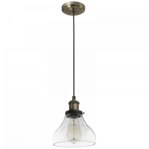 Bright Star Lighting - Antique Brass Cord Pendant with Clear Glass