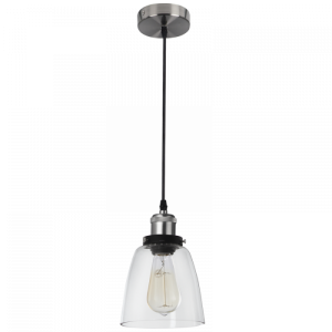 Bright Star Lighting - Satin Chrome Cord Pendant with Clear Glass