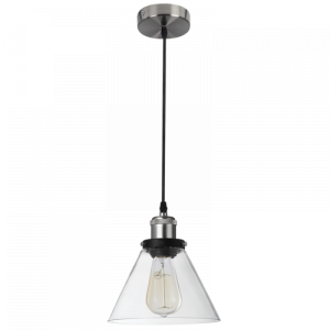 Bright Star Lighting - Satin Chrome Cord Pendant with Clear Glass