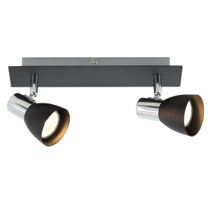 Bright Star Lighting - Two Black and Chrome Spotlight On Rectangular Base