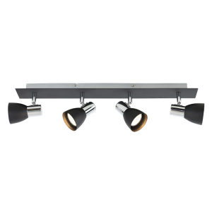 Bright Star Lighting - Four Black and Chrome Spotlight On Rectangular Base