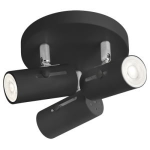 Bright Star Lighting - Matt Black Tube Shape Three Head Spotlight