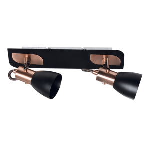 Bright Star Lighting - Two Black and Copper Spotlight On Rectangular Base