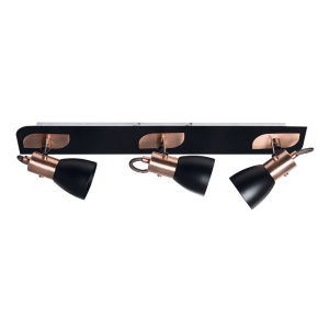 Bright Star Lighting - Three Black and Copper Spotlight On Rectangular Base