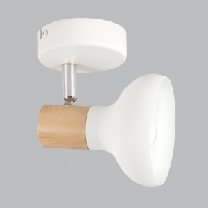 Bright Star Lighting - White Metal with Wood Finish and Polished Chrome Spotlight - S