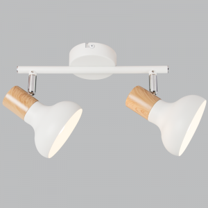 Bright Star Lighting - White Metal with Wood Finish and Polished Chrome Spotlight - M