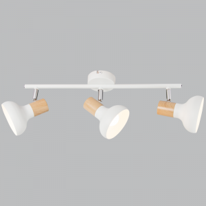 Bright Star Lighting - White Metal with Wood Finish and Polished Chrome Spotlight - L