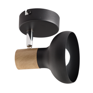Bright Star Lighting - Black Metal with Wood Finish and Polished Chrome Spotlight - S